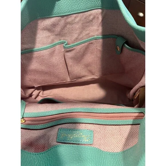 Dooney & Bourke Pebble Grain Logo Lock Sac Handbag Spearmint Tiffany Wallet Key - Picture 16 of 16